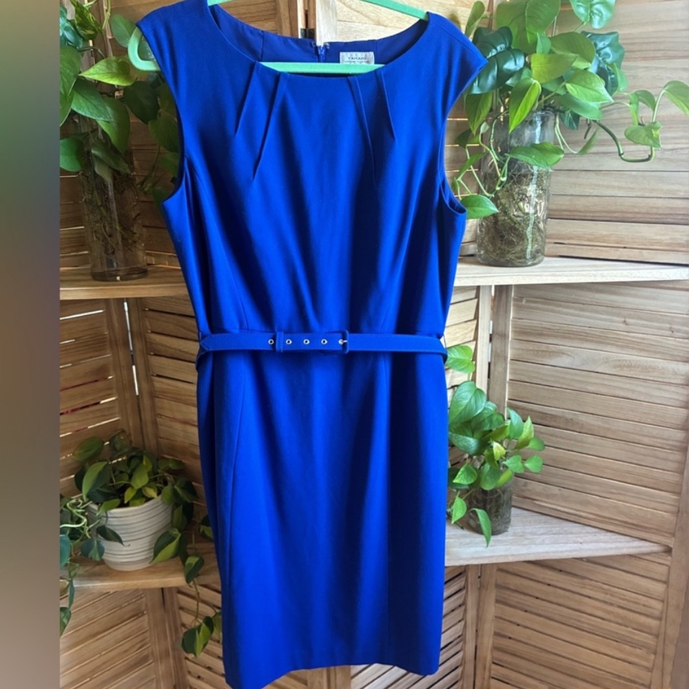 Tahari Blue Sheath Midi Dress for Cocktail